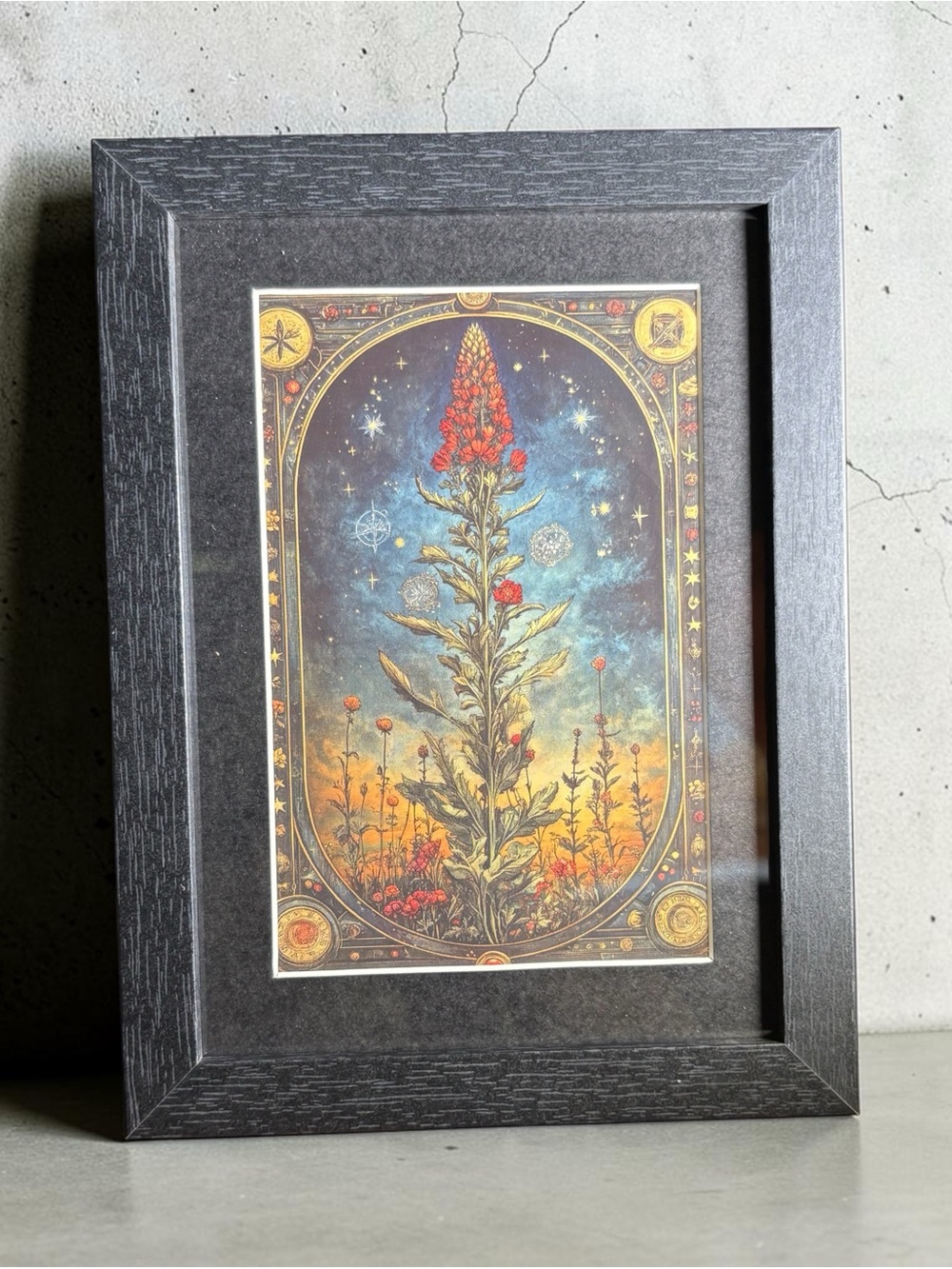 Celestial Botanical Wildflower Framed Wall Art 5x7 Witchy Decor